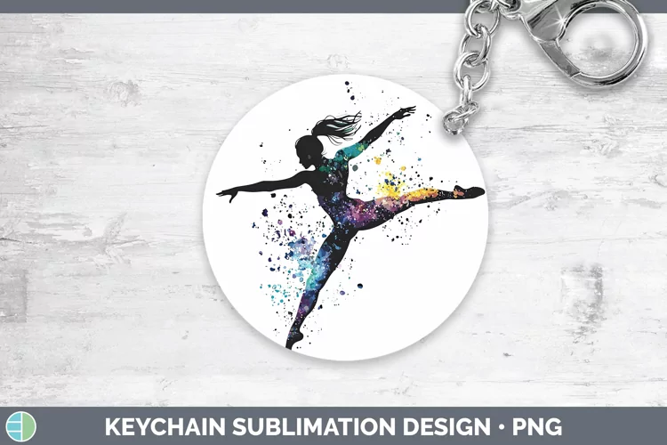 Watercolor Splash Gymnast Keychain Sublimation Keyring Desig
