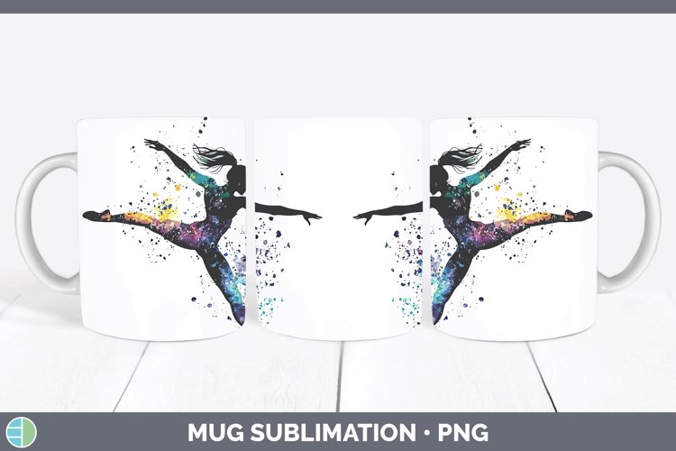 Watercolor Splash Gymnast Mug Wrap Sublimation Coffee Cup De