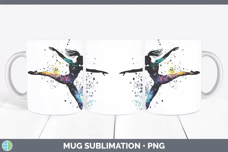 Watercolor Splash Gymnast Mug Wrap Sublimation Coffee Cup De