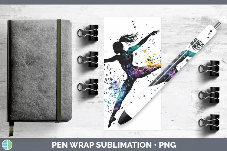 Watercolor Splash Gymnast Pen Wrap Sublimation Pen Designs
