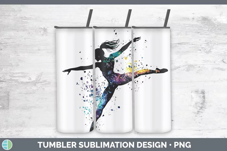 Watercolor Splash Gymnast Tumbler Sublimation 20 oz Skinny T