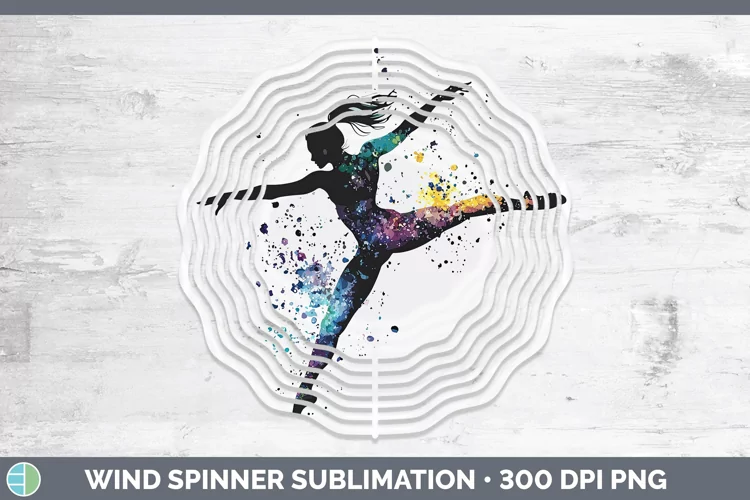 Watercolor Splash Gymnast Wind Spinner Sublimation Spinner D