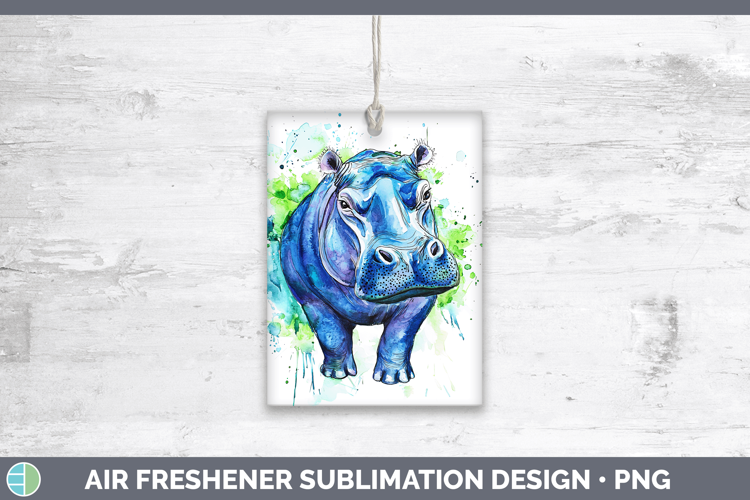 Watercolor Splash Hippo Air Freshener Sublimation Car Freshe