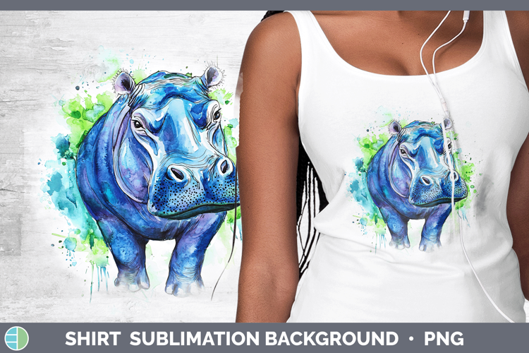Watercolor Splash Hippo Shirt Sublimation Sublimation Backgr