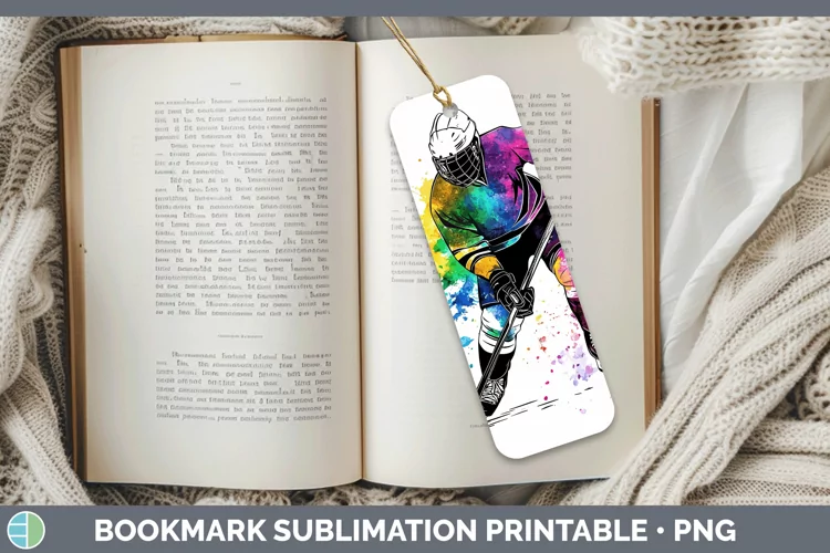 Watercolor Splash Hockey Bookmark Sublimation Printable Desi