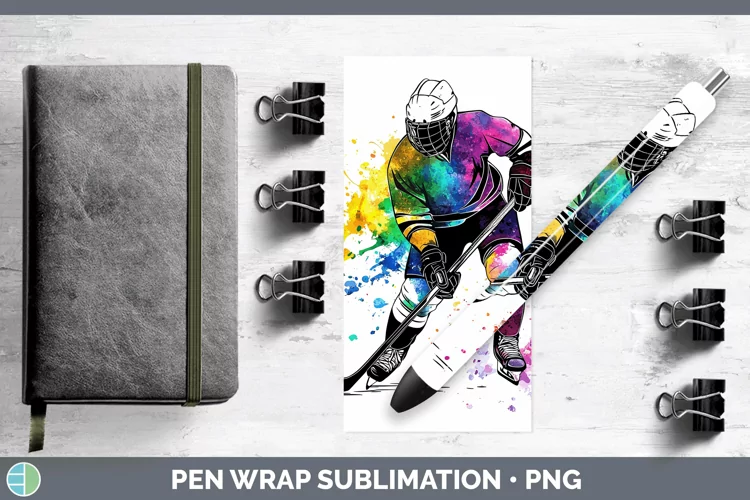 Watercolor Splash Hockey Pen Wrap Sublimation Pen Designs