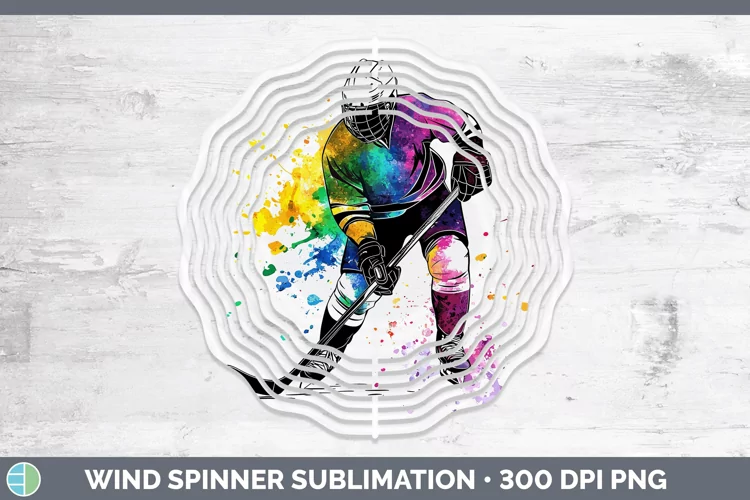 Watercolor Splash Hockey Wind Spinner Sublimation Spinner De