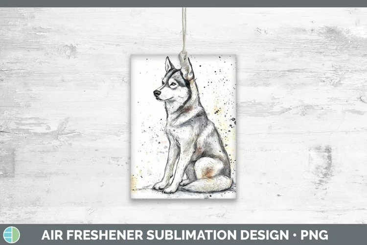Watercolor Splash Husky Air Freshener Sublimation Car Freshe