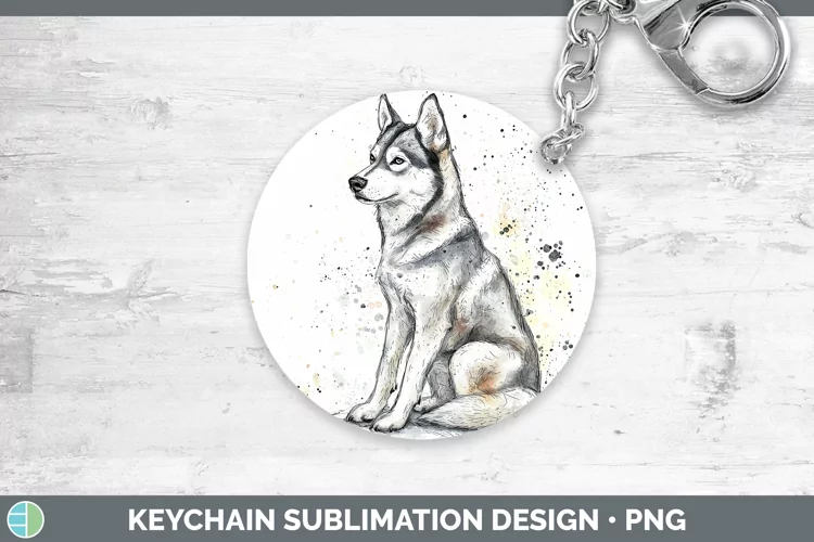 Watercolor Splash Husky Keychain Sublimation Keyring Designs