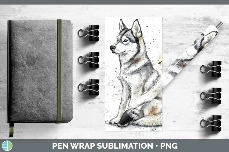 Watercolor Splash Husky Pen Wrap Sublimation Pen Designs