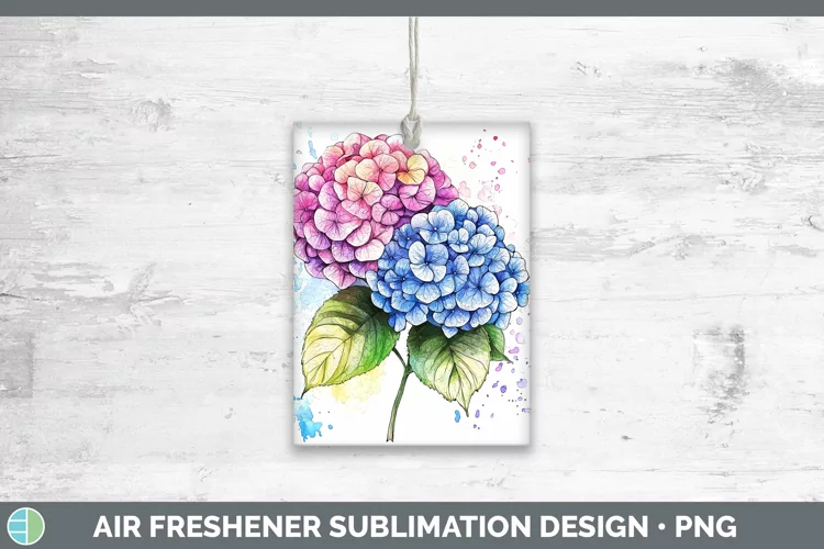 Watercolor Splash Hydrangea Air Freshener Sublimation Car Fr