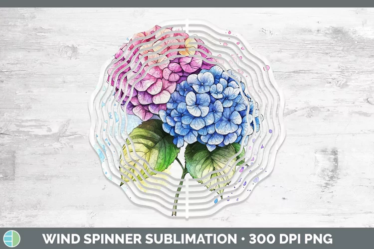 Watercolor Splash Hydrangea Wind Spinner Sublimation Spinner