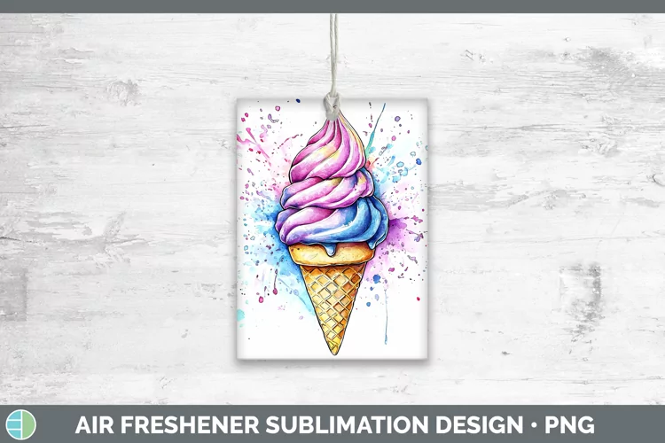 Watercolor Splash Ice Cream Air Freshener Sublimation Car Fr