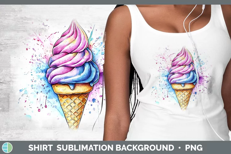 Watercolor Splash Ice Cream Shirt Sublimation Sublimation Ba