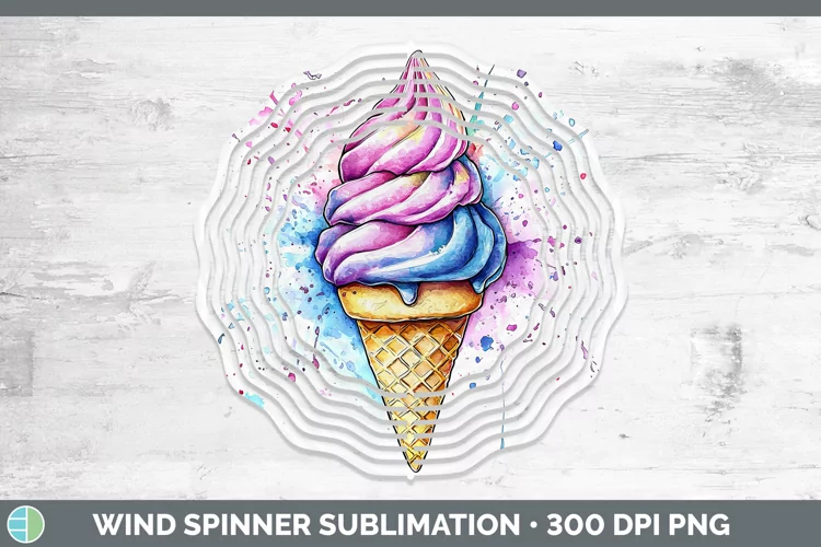 Watercolor Splash Ice Cream Wind Spinner Sublimation Spinner