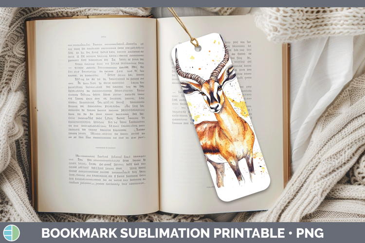 Watercolor Splash Impala Bookmark Sublimation Printable Desi