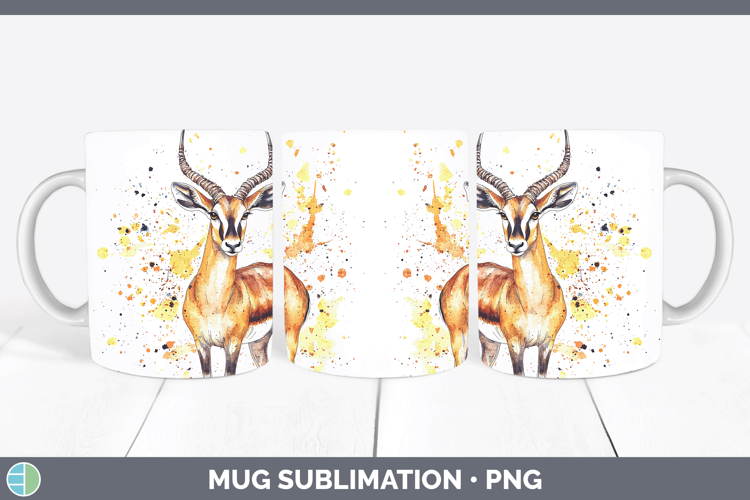 Watercolor Splash Impala Mug Wrap Sublimation Coffee Cup Des