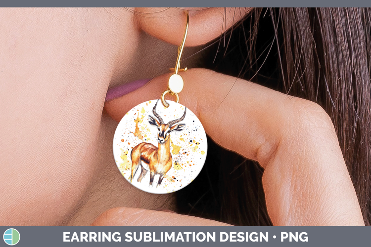 Watercolor Splash Impala Round Earrings Sublimation Earrings