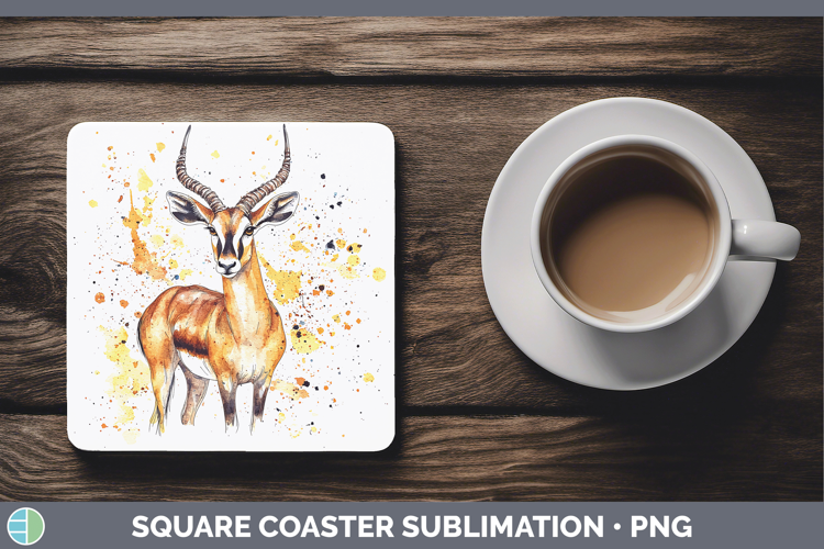 Watercolor Splash Impala Square Coaster Sublimation Coaster