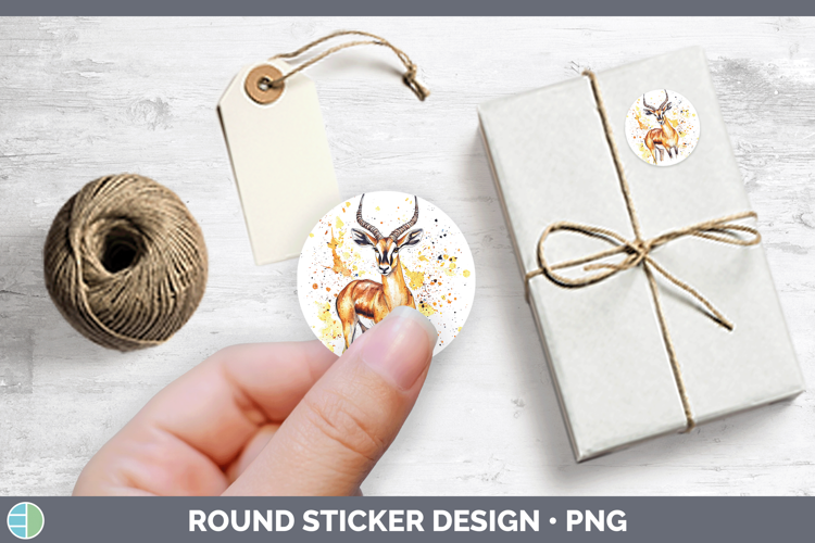 Watercolor Splash Impala Stickers | Round Labels Designs