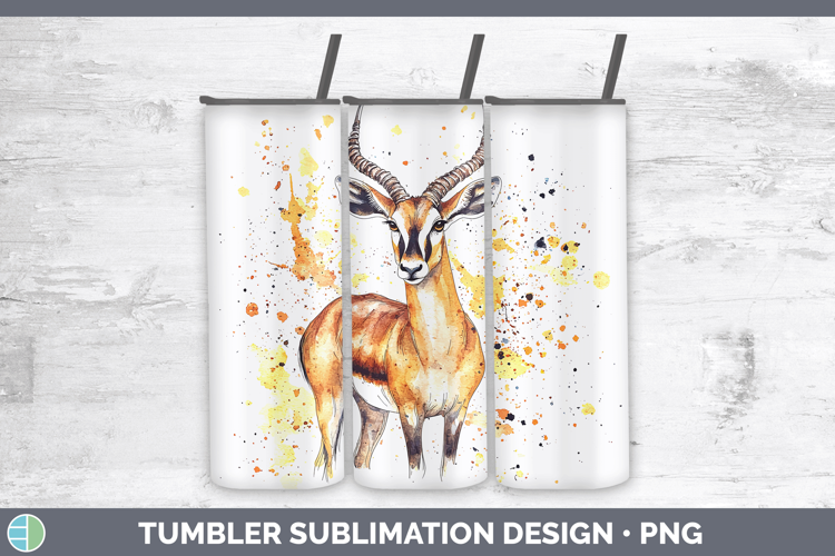Watercolor Splash Impala Tumbler Sublimation 20 oz Skinny Tu