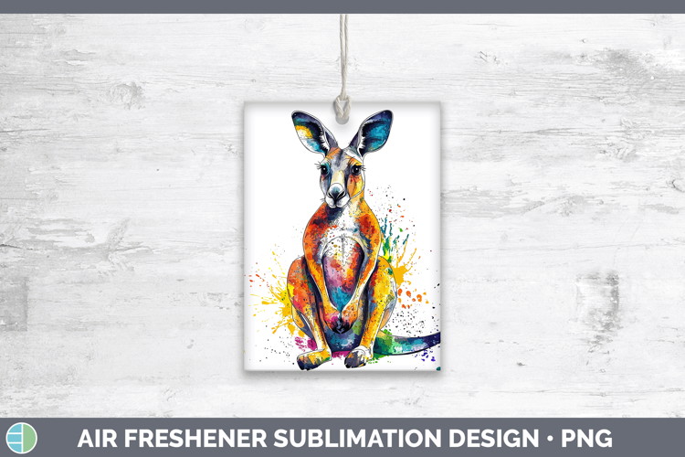 Watercolor Splash Kangaroo Air Freshener Sublimation Car Fre