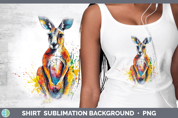 Watercolor Splash Kangaroo Shirt Sublimation Sublimation Bac
