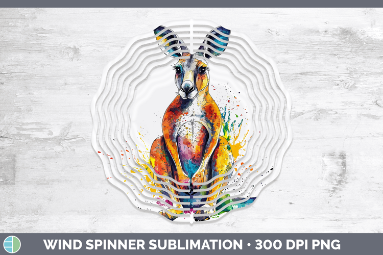 Watercolor Splash Kangaroo Wind Spinner Sublimation Spinner