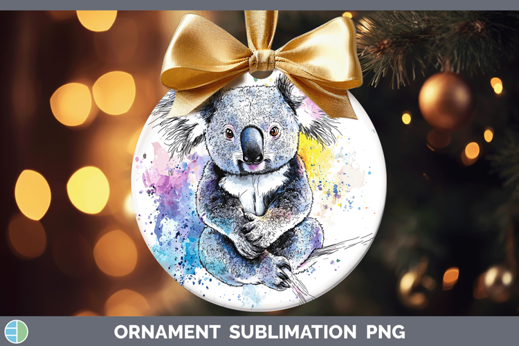 Watercolor Splash Koala Ornament Sublimation Bauble Designs