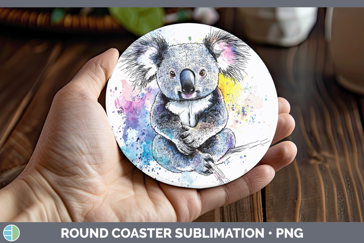 Watercolor Splash Koala Round Coaster Sublimation Coaster De