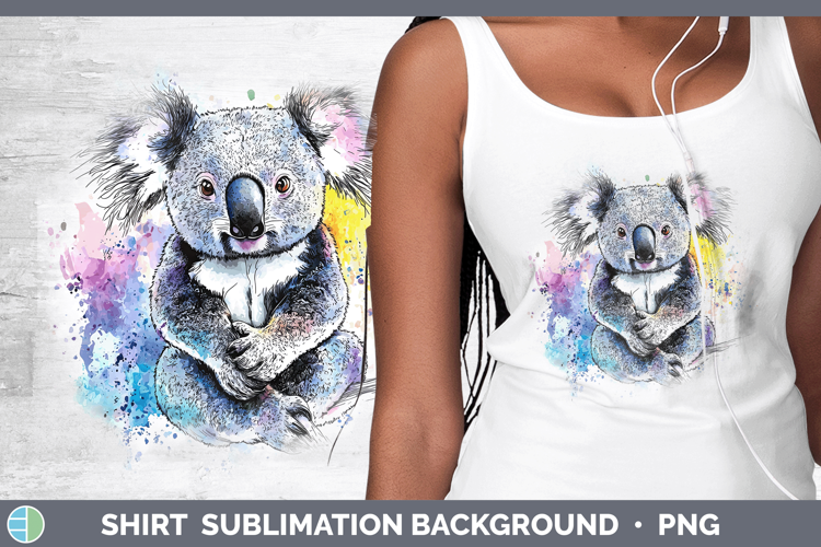Watercolor Splash Koala Shirt Sublimation Sublimation Backgr