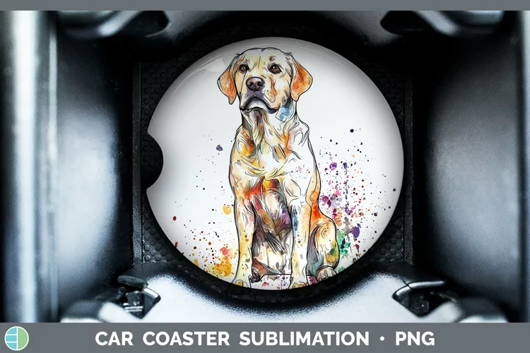 Watercolor Splash Labrador Retriever Car Coaster Sublimation