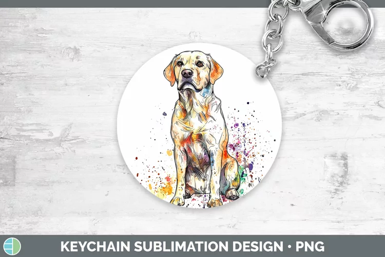 Watercolor Splash Labrador Retriever Keychain Sublimation Ke