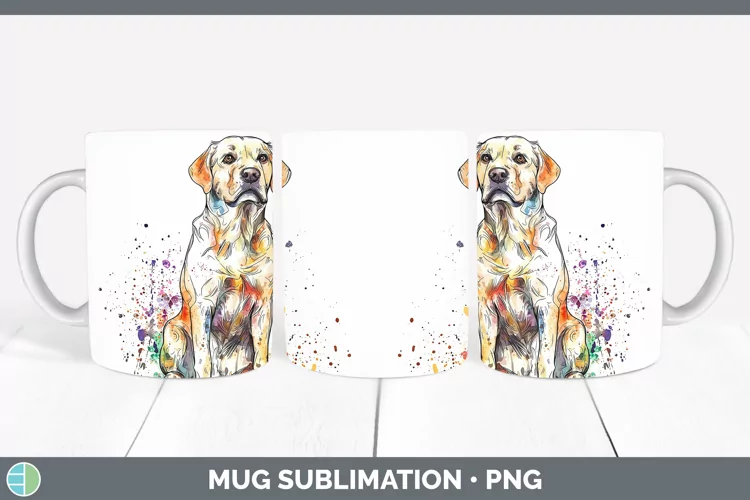 Watercolor Splash Labrador Retriever Mug Wrap Sublimation Co