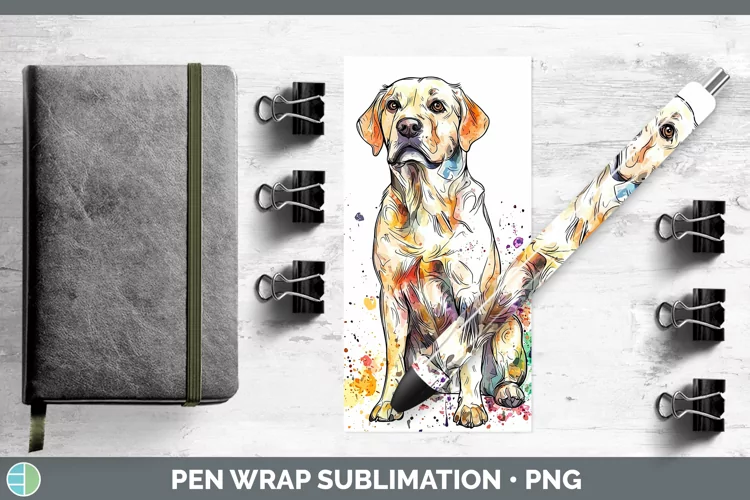 Watercolor Splash Labrador Retriever Pen Wrap Sublimation Pe