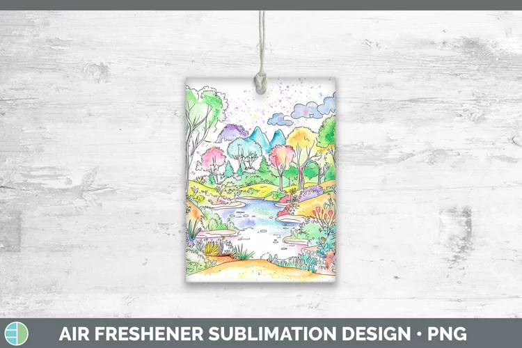 Watercolor Splash Landscape Air Freshener Sublimation Car Fr