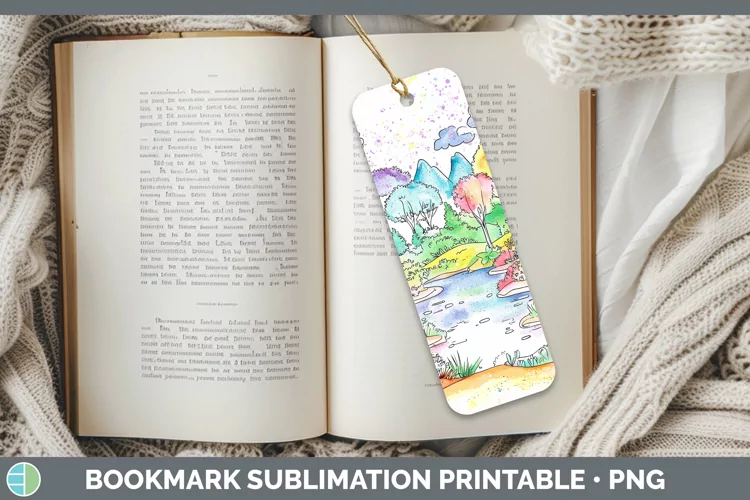 Watercolor Splash Landscape Bookmark Sublimation Printable D