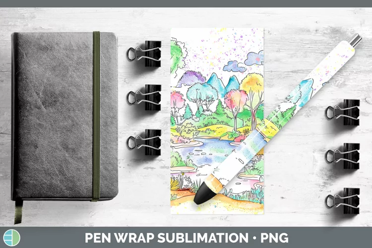 Watercolor Splash Landscape Pen Wrap Sublimation Pen Designs