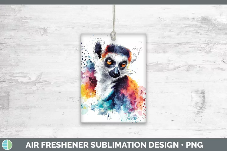 Watercolor Splash Lemur Air Freshener Sublimation Car Freshe