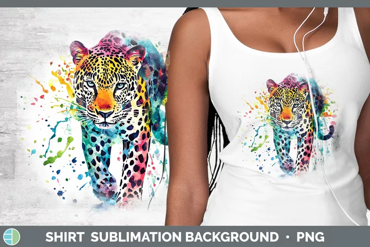 Watercolor Splash Leopard Shirt Sublimation Sublimation Back