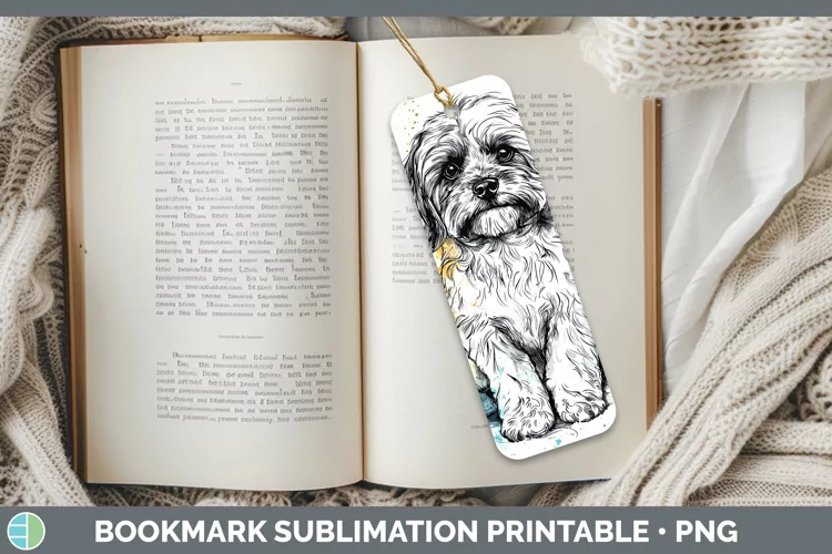 Watercolor Splash Lhasa Apso Bookmark Sublimation Printable