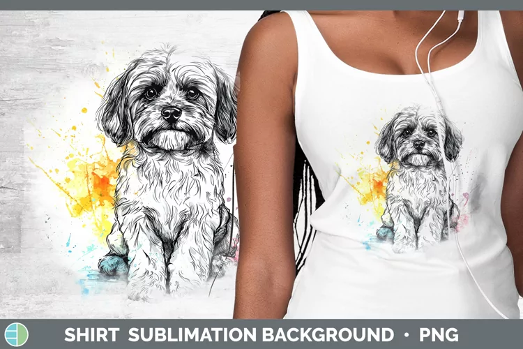 Watercolor Splash Lhasa Apso Shirt Sublimation Sublimation B