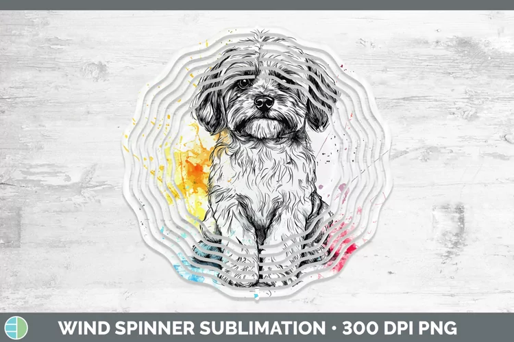 Watercolor Splash Lhasa Apso Wind Spinner Sublimation Spinne