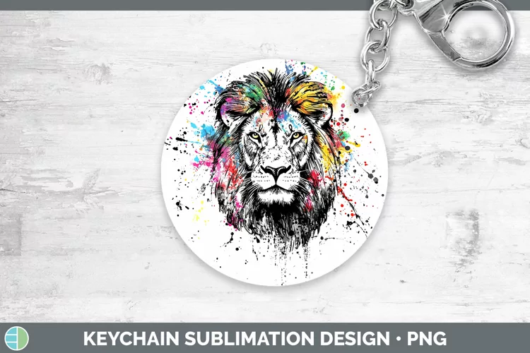 Watercolor Splash Lion Keychain Sublimation Keyring Designs