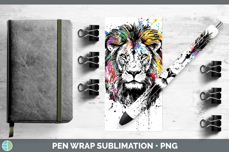 Watercolor Splash Lion Pen Wrap Sublimation Pen Designs