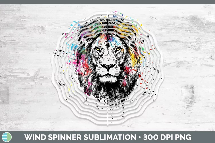 Watercolor Splash Lion Wind Spinner Sublimation Spinner Desi