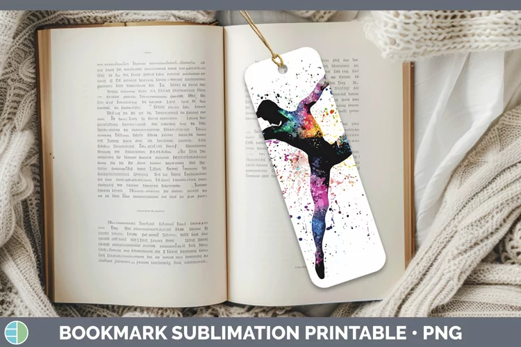 Watercolor Splash Male Ballet Bookmark Sublimation Printable