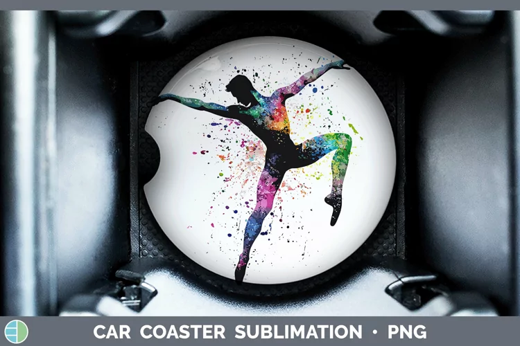 Watercolor Splash Male Ballet Car Coaster Sublimation Desig