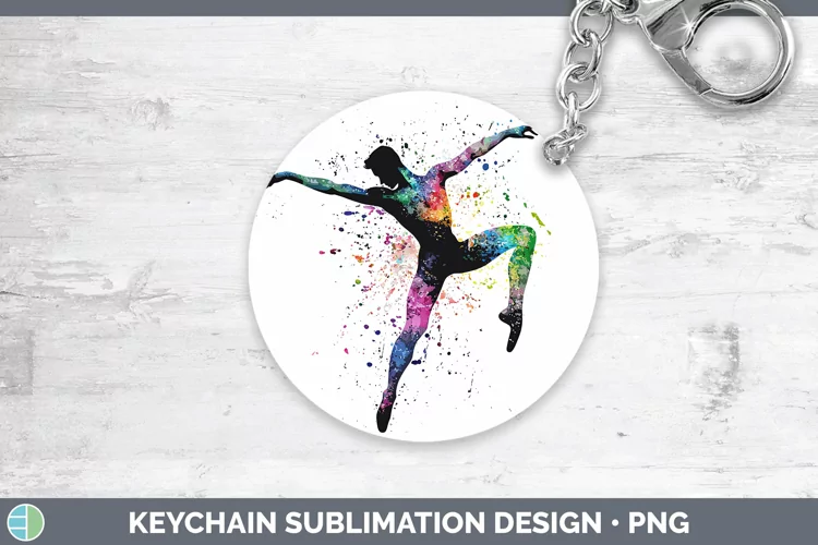 Watercolor Splash Male Ballet Keychain Sublimation Keyring D