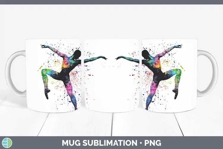 Watercolor Splash Male Ballet Mug Wrap Sublimation Coffee Cu